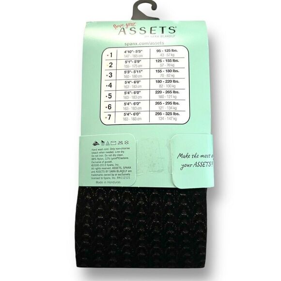 Love Your Assets Sara Blakely Tights Size 2 Black Textured Wishbone Shaping NWT - Picture 7 of 7